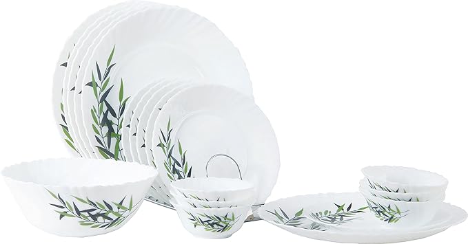 LaOpala Lustrous Leaves Dinner Set, 21-Pieces, Multicolour