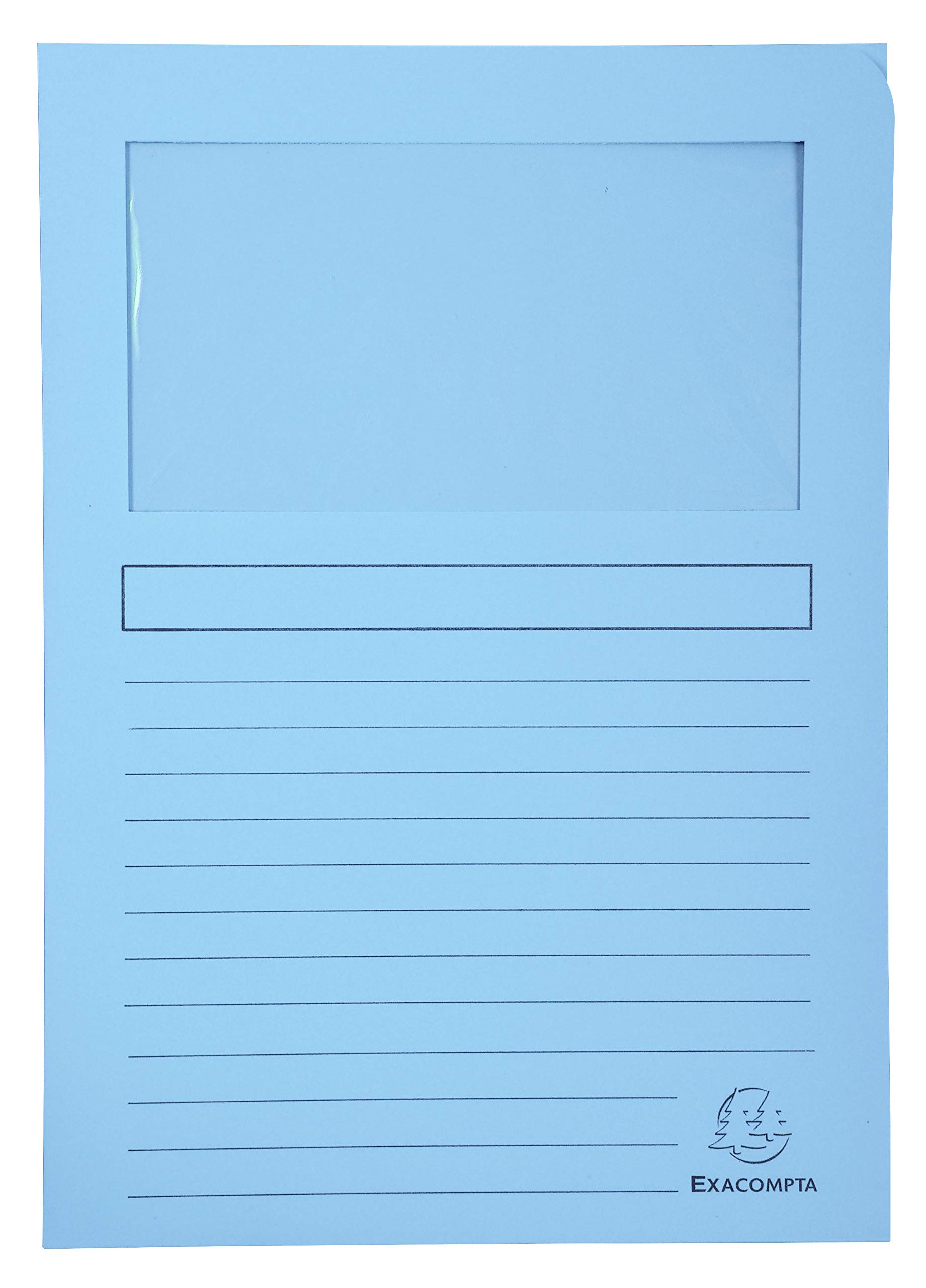 Exacompta - Ref 50152E - Super Window Folders - 220 x 310mm in Size, Suitable for Holding A4 Documents, 160gsm Card, Clear Document Viewing Window - Light Blue (Pack of 100)