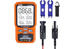 ZIBOO FT-1000W Solar Panel Tester MPPT Meter - 1000W Max Power, 80V/35A PV Module Tester for Voc/Isc, Open Circuit Voltage & Short Circuit Current, with Backlight & Data Hold