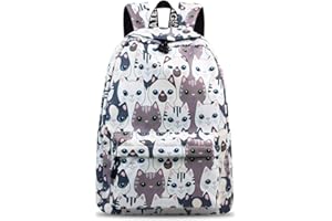 Backpack for Women Girls, YANAIER Cute Floral Waterproof School Bookbag Laptop Backpack Hiking Travel Daypack Cat