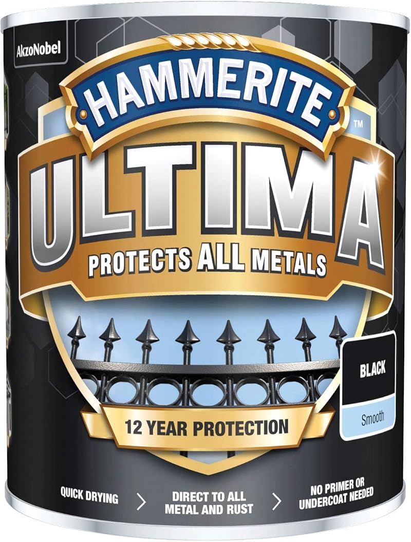 Hammerite Ultima Metal Paint Smooth Black 750ml HMMUMSBL750