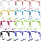 20 Packs Clear Cosmetics Bags for Women Men Waterproof Toiletry Bags PVC Makeup Bags Organizer Case with Zipper for Travel Bathroom (20PCS -8Colors)
