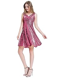 GRACE KARIN Sleeveless Shiny Sparkling V-neck