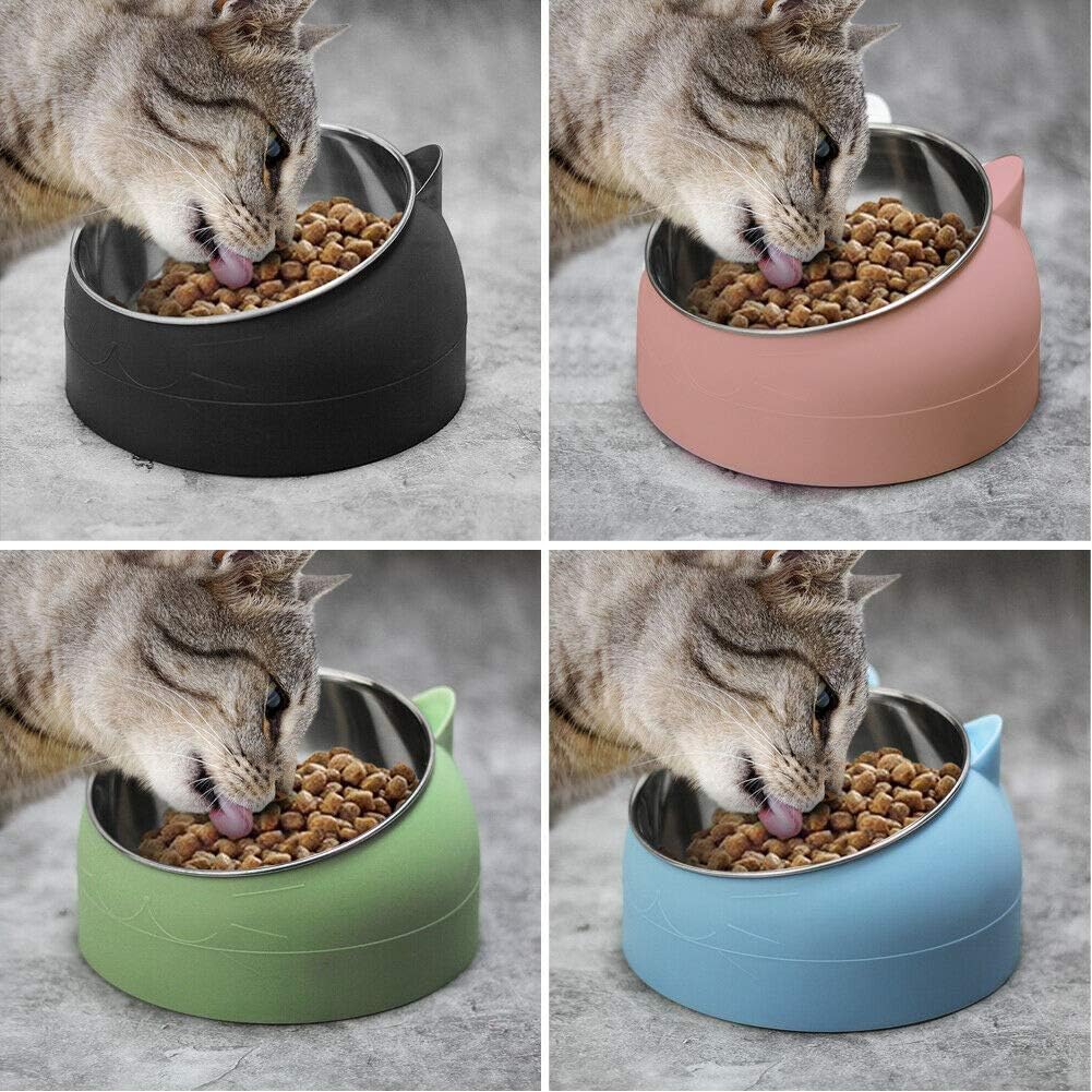 Stainless Steel pet Bowl, cat Bowl and Dog Bowl are Suitable for Cats/Dogs to Feed Food and Water, Long-Lasting Preservation, 15° tilt to Protect The pet's Cervical Spine (Pink, 400ml) : Pet Supplies