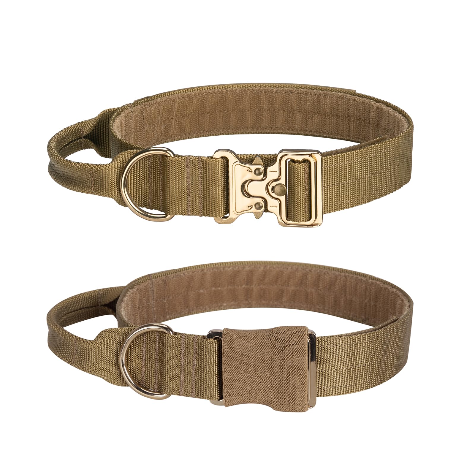 EXCELLENT ELITE SPANKER Milltary Adjustable Tactical Nylon Dog Collar Heavy Duty Dog Collar with Metal Buckle and Control Handle(COB)