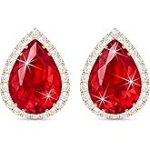 Linawe Women Stud Earrings, Teardrop Diamond Moissanite Cubic Zirconia Earrings Studs Rhinestone Jewelry Gold/Silver/Rose Gold