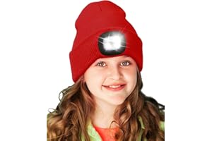 YunTuo LED Beanie for Kids, Unisex Rechargeable Headlamp Hat Winter Night Lighted Cap, Gifts for Kids Boys Girls