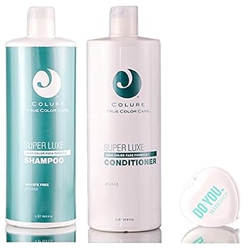 Amazon Com Colure True Color Care Super Luxe Shampoo Conditioner Duo Set With Sleek Compact Mirror Zero Color Fade Formula 33 Oz 1000ml Large Liter Duo Kit Beauty