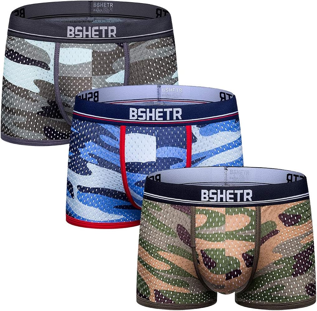 Calzoncillos Boxers Hombre Ropa Interior Pack de 3 Camuflaje Red Transpirable Bajo Pantalones Cortos Multi Color Suave (Tamaño asiático): Amazon.es: Ropa y accesorios