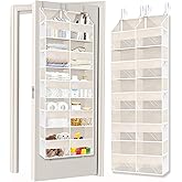 Ofiray-home Over the Door Organizer 5 Tiers,Extra Large Behind Door Storage of 10 Compartments,80 lbs Weight Capacity Over the Door Storage, Door Hanging Organizer for Closet, Diaper Organizer, Beige