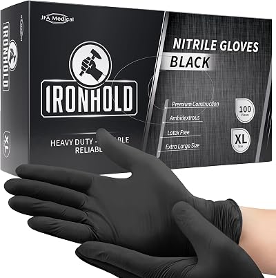JFA Medical Heavy Duty 5.5G Nitrile Gloves Black XL Box of 100