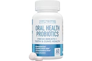 Atlantis Nutrition Oral Probiotics Chewable Tablet - Dental Probiotic for Gum Care & Teeth Care - Bad Breath Treatment for Adults - 3 Billion CFU Probiotic Blend - Strawberry Flavor - 60 Tablets