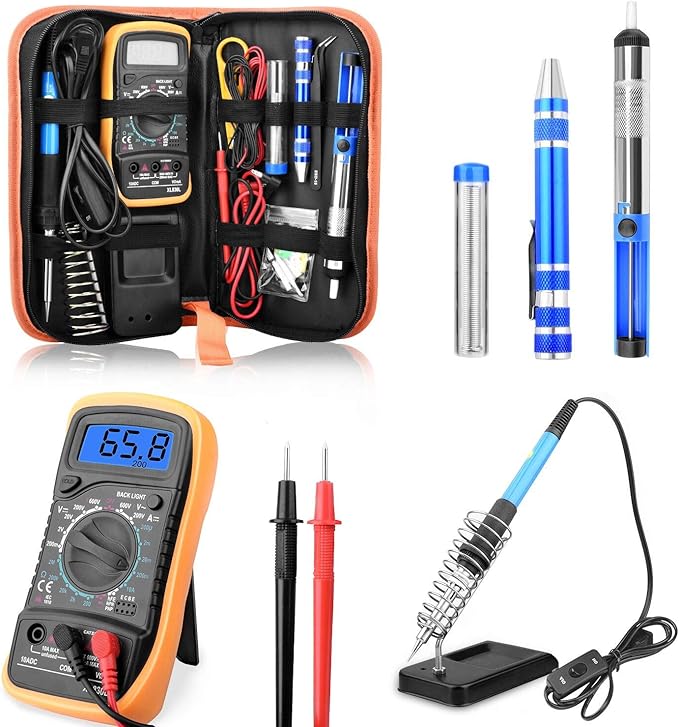title=ETEPON Kit di Saldatore a Stagno + Multimetro con Borsa in PU, 60W Saldatore