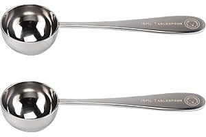 Honey Bear Kitchen 15 ml Tablespoon Measuring Scoops Spoons, Polished Stainless Steel, Set of 2