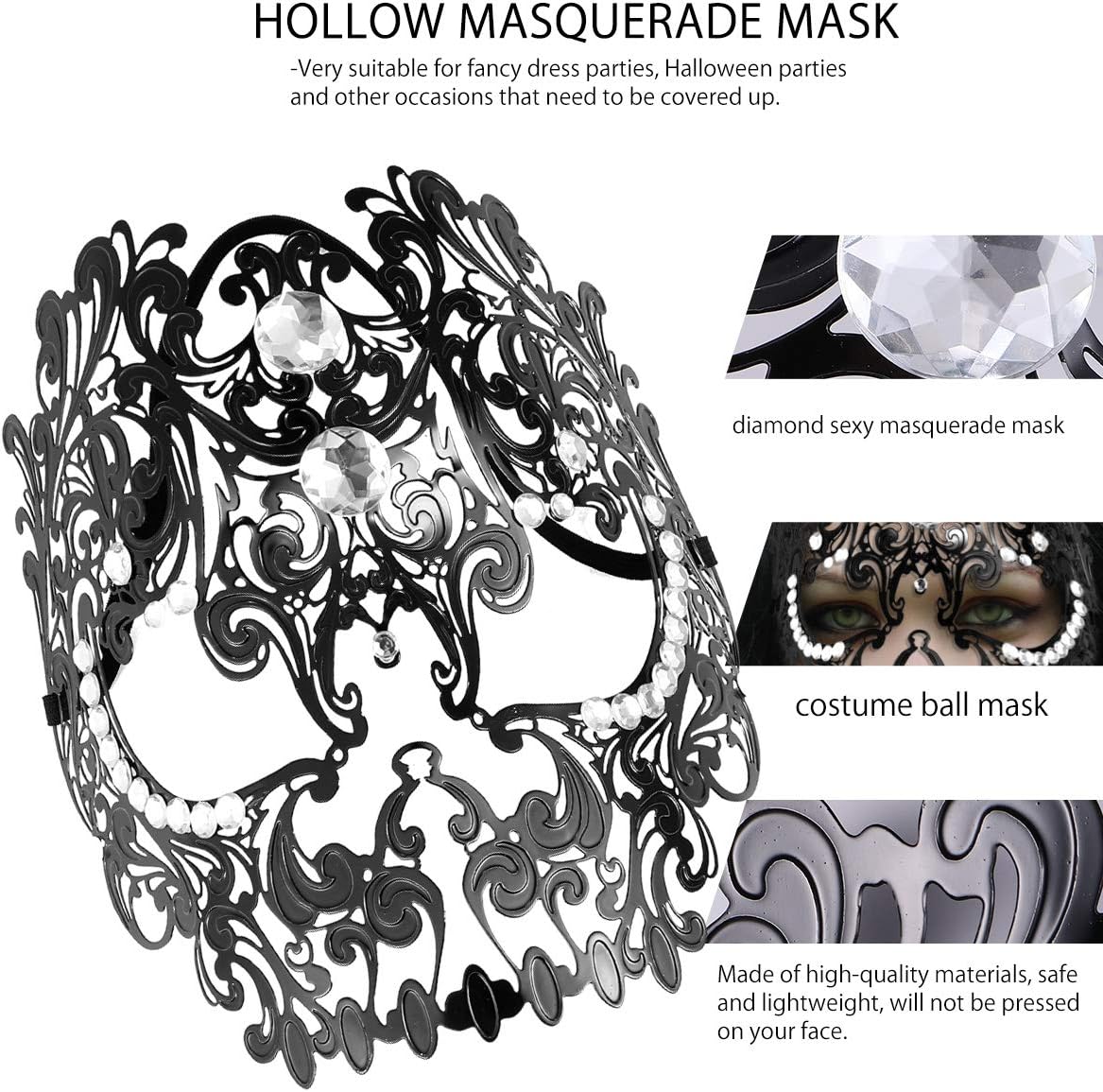 VORCOOL 1pc Diamond Skeleton Hollow Mask Sexy Full Face Hollow Out Masquerade Skull Mask Sports Props - Image 4