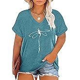 Plus Size T Shirt for Women Graphic Tees Short Sleeve Floral Print Loose Fit Summer Casual Tops 1XL-5XL