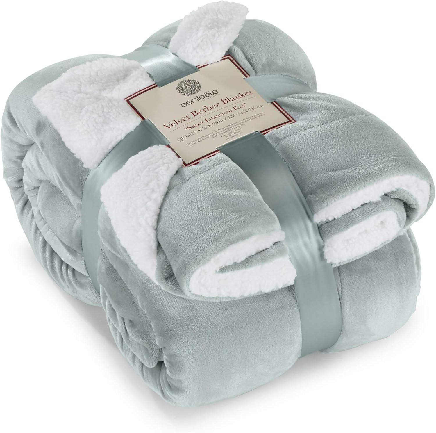Genteele Sherpa Throw Blanket Super Soft Reversible Ultra Luxurious Plush Blanket (50 inches x 60 inches, Sage)