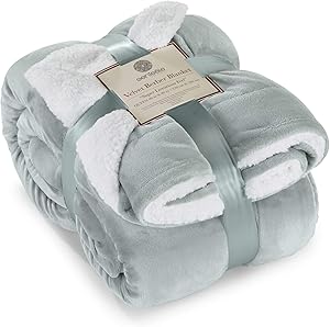 Genteele Sherpa Throw Blanket Super Soft Reversible Ultra Luxurious Plush Blanket (50 inches x 60 inches, Sage)
