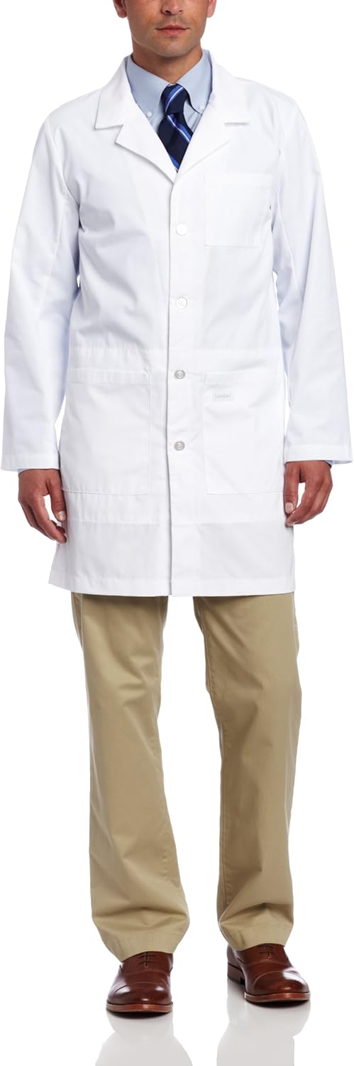 5-Pocket Lab Coat - Mid Length, 4-Button, Notch Neck, Classic Fit 3174: Medical Lab Coats: Clothing