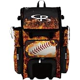 Boombah Superpack Hybrid Rolling Bat Bag - Fire Ball Black/Orange/White - Wheeled &amp; Backpack Version