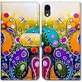 Bcov Case for iPhone XR, Colorful Dragonfly Leather Flip Wallet Case Cover with Card Slot Holder Kickstand for Bcov Case for iPhone XR