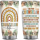 4LIEUBASMI School Counselor Gifts 20oz Tumbler, Counselor Appreciation Week, Modern Multicolor Rainbow Letter Print Stainless Steel Insulated Reusable Drinking Cup, 591ml, 1 Count