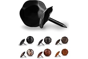 BORDERLAND RUSTIC HARDWARE 50 Pack 0.75 Inch Small Round Head Iron Clavos Decorative Nails – Black – Rustic Round Fasteners for Farmhouse Shutter, Faux Wood Beams, Barn Door, Shutters, and Gates – Ornamental Wood Accent