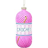 JOYIN Christmas Crochet Glass Small Ornament, Blown Glass Mini Decor for Christmas Crochet Gift, Tree Hanging Xmas Indoor Decorations, Holiday Party Favors