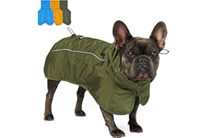 Tuff Pupper Waterproof Dog Raincoat | Full-Body Windproof Rain Jacket for Dogs | Reflective Strips | Breathable Mesh Lining | Adjustable Fit | Leash Port | Small Medium Large XL XXL Dogs (Olive, XS)
