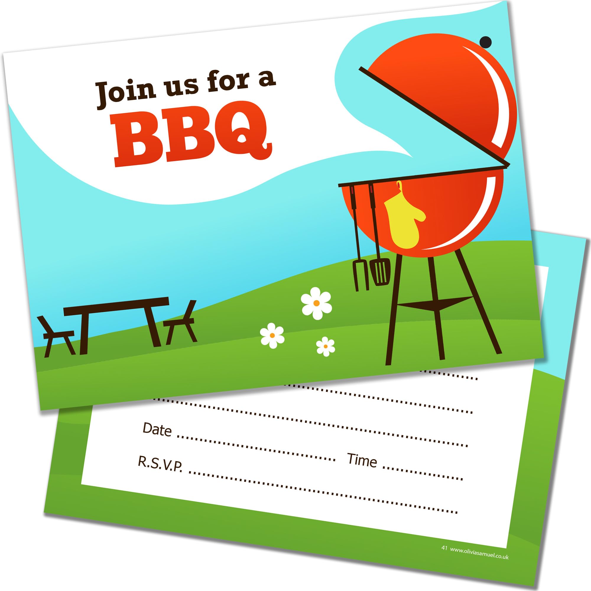 Olivia Samuel 20 x BBQ Party Invitations from Any Occasion - A6 Postcard Size - Ready to Write with Envelopes