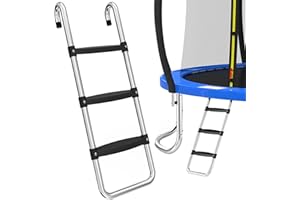 Polwkscas Trampoline Ladder, Universal Easy-to-Assemble 3-Step Trampoline Steps with Waterproof Wide Steps, Proof Wide Step, Universal Trampoline Stairs Accessories for Kids Children (Silver)