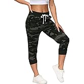 SPECIALMAGIC Women's Sweatpants Capri Pants Cropped Jogger Running Pants Lounge Loose Fit Drawstring Waist with Side Pockets