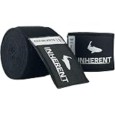 INHERENT 180" Anti-Odor Hand Wraps for Boxing, Muay Thai, Kickboxing &amp; MMA | Silver-infused for freshness, semi-elastic for balanced support, premium hook-and-loop closure, "UP" label, and thumb loop.