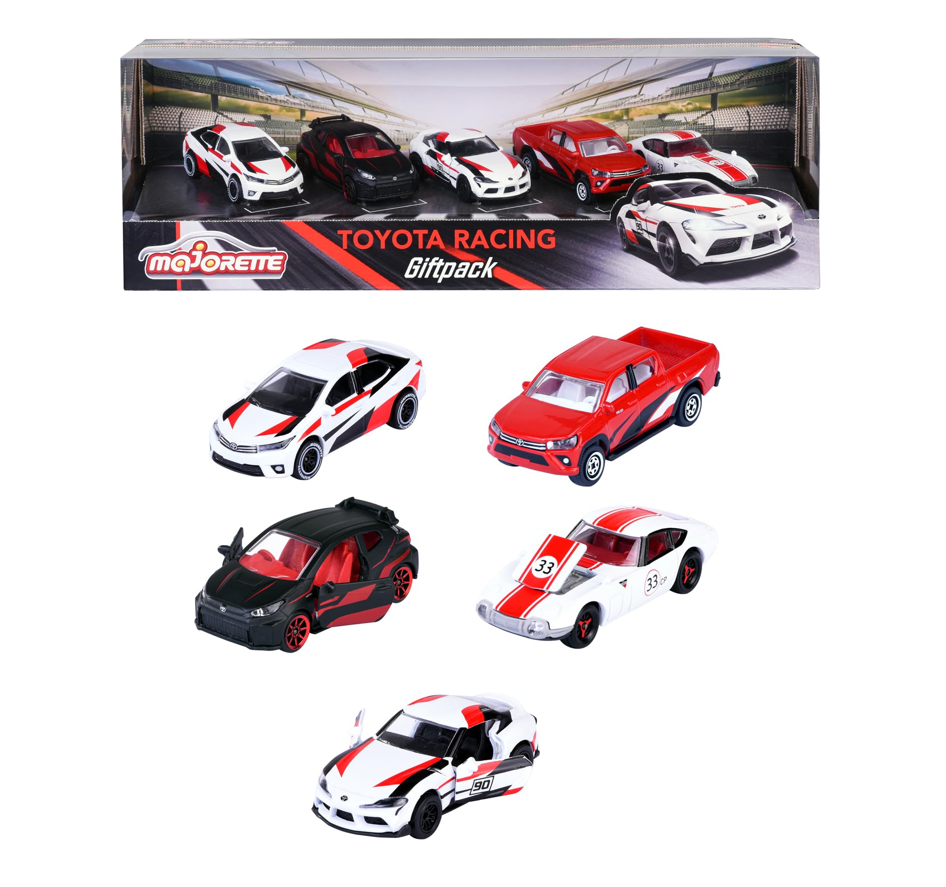 Majorette Toyota Racing Toy Cars (Gift Set of 5 Cars) - Metal Model Cars with Freewheel and Suspension, Each 7.5 cm, Car Toy for Children from 3 Years, 212053189S06 — image 1