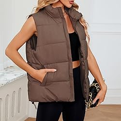 Century Star Brown Puffer Vest Women Puffer Vest