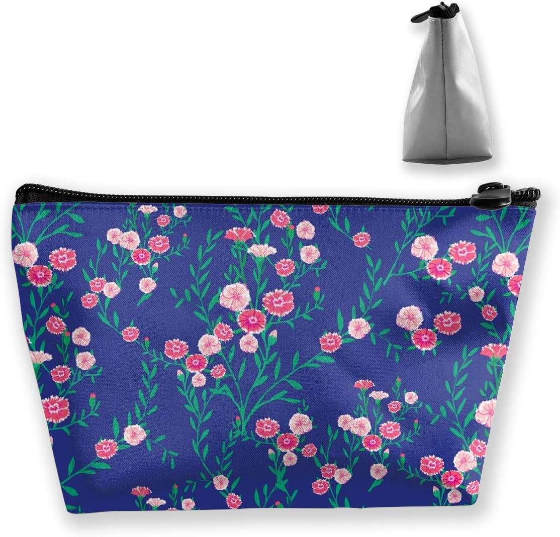 Makeup Bag Trapezoidal Storage Bag Flower Leaves Pink Portable Cosmetic Bag Ladies Mobile Travel Bag