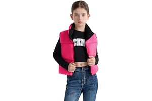 maoo garden Girls Winter Puffer Vest Faux-Down Short Cropped Lightweight Water-Resistant Big Girls Sleeveless Jacket