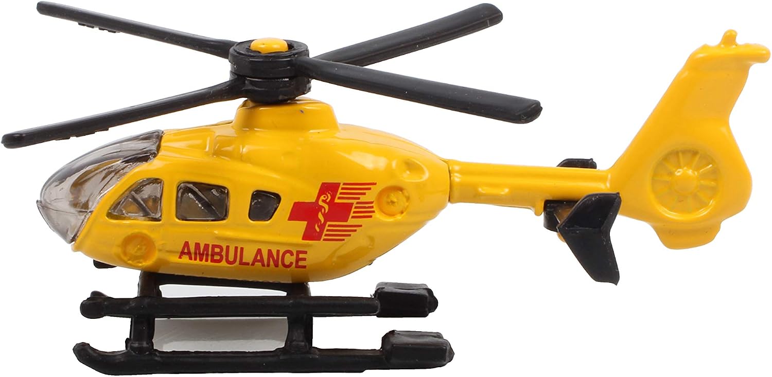 siku 0856, Rescue Helicopter, Metal,Plastic, Yellow, Rotating rotors, Lemon Tree, 7.4 x 4.7 x 3.1 cm