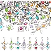 PH PandaHall 32pcs 8 Colors Angel Wing Charms, 1.6 inch Angel Fairy Pendants Dangle Charm Guardian Fairy Pendants with Lobster Claw Clasps for Necklace Bracelet Keychain Jewelry Stitch Markers Making