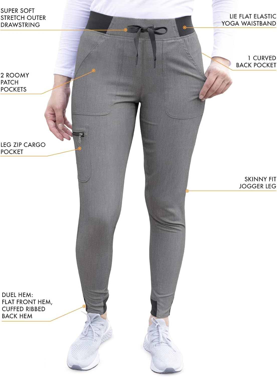 Adar Pro Movement Booster Scrub Set for Women - Sweetheart V-Neck Scrub Top & Yoga Jogger Scrub Pants: Clothing