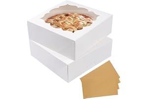 Valentines Gifts LOKQING 20 Pack Pie Boxes 9x9x3Inch Cake Boxes Bakery Boxes with Window for Pie, Cookies, Donuts, Chocolate 
