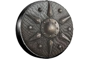 OCIOVAN Round Metal Shield Viking Spare Tire Cover Retro Medieval Tire Wheel Covers Weatherproof Wheel Tire Protector Waterproof Tyre Covers Universal for Trailer RV SUV Off-Road Vehicle Motorhome 15 Inch