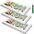3PCS Inflatable Serving Trays Salad Ice Bar Food Drink Containers - BBQ Picnic Pool Party Supplies Buffet Luau Cooler,with a Drain Plug