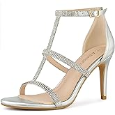 Allegra K Women's Rhinestone Ankle Strap Stiletto High Heel Sandals