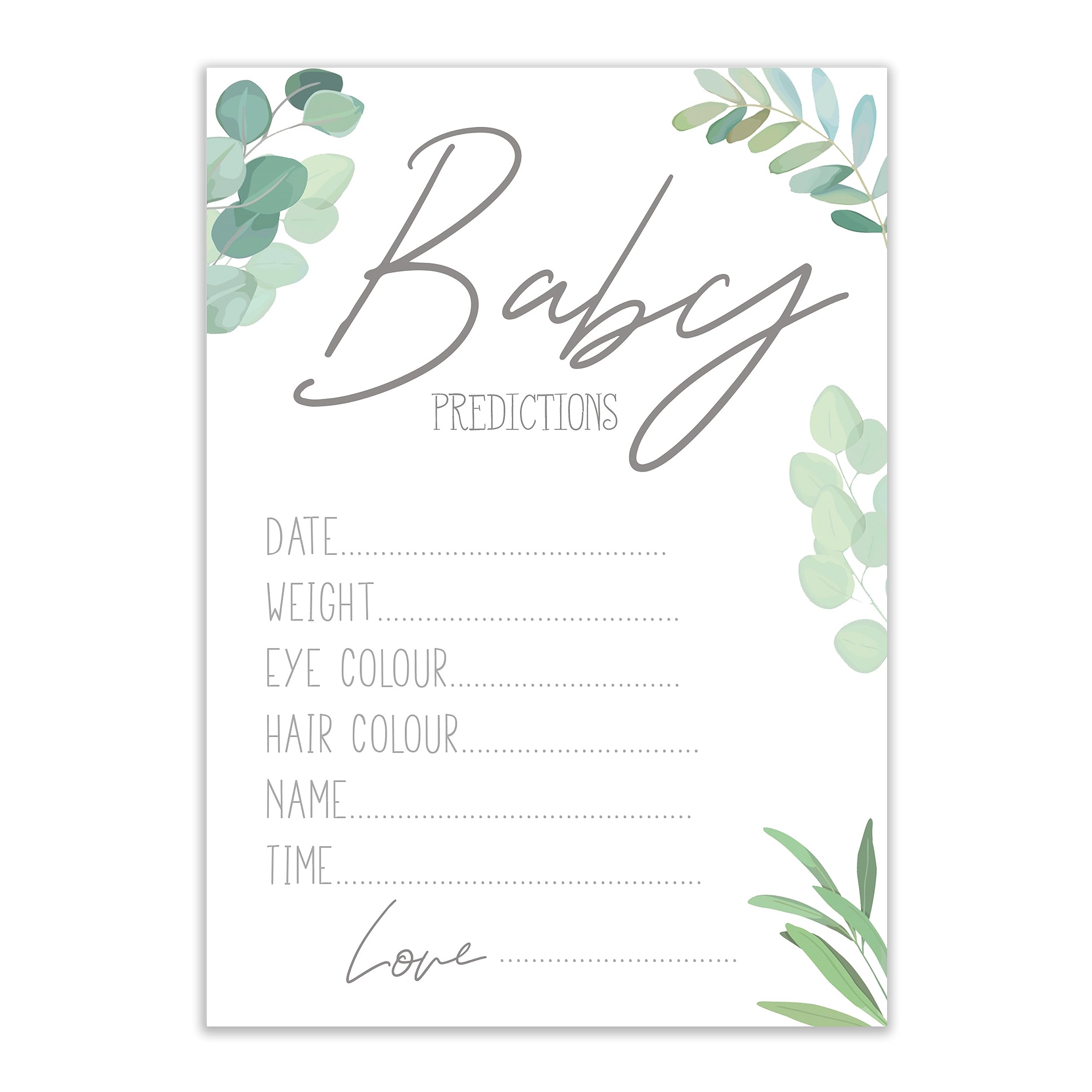 Baby Shower Game - Pack of 10 Baby Boho/BOTANICAL Prediction Cards - (BSBBPC20)