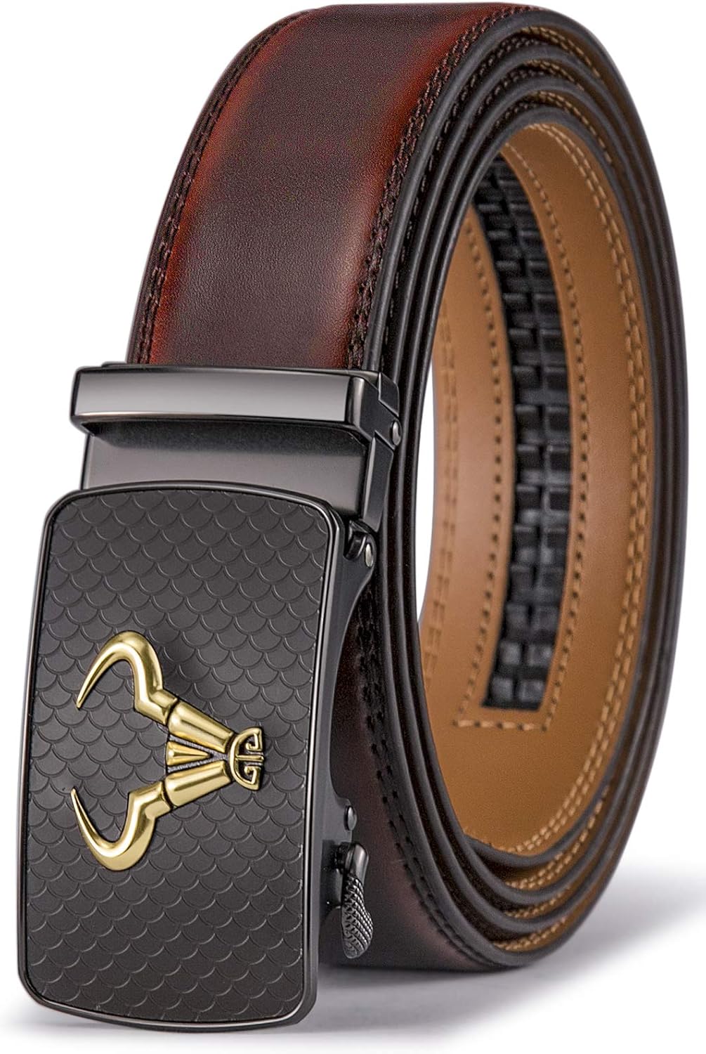 Men's Belt,BULLIANT Leather Ratchet Belt for Men Dress 1 3/8,Trim to
