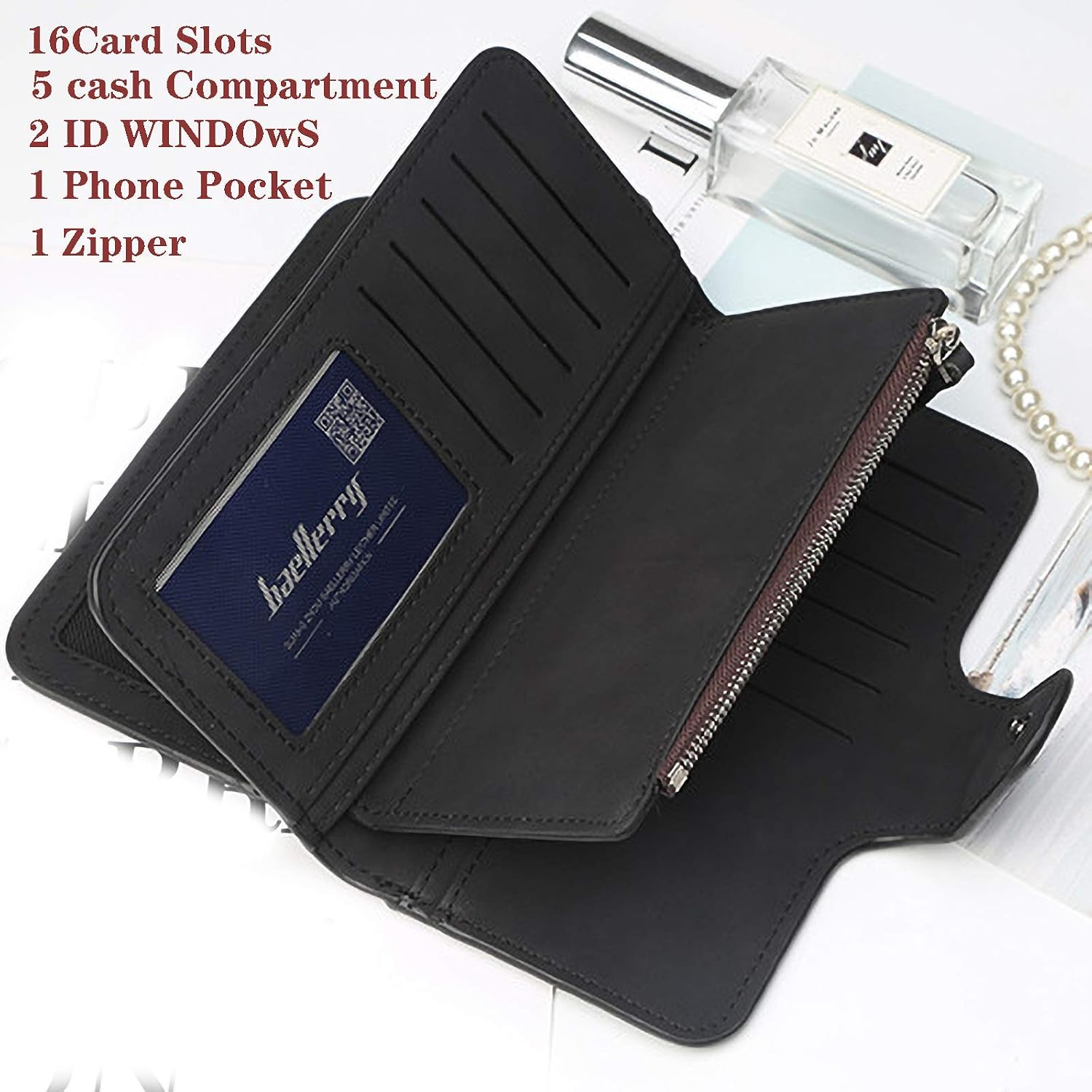 ZhengYue Ladies Purse Women's Wallet RFID Blocking-Soft Leather Purses for Women with Multiple Card Slots,Coin Pocket & Roomy Compartment Black - Image 4