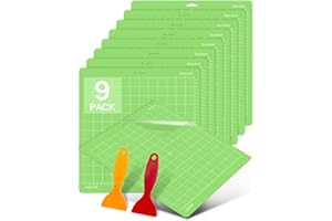 Colemoly 12x12 Cutting Mat 9 Pack Standard for Cricut Maker/Maker 3/Explore 3/Air 2/Air/One Cut Cards 2 Pack Scraper Green Grip Sticky Cricket Replacement Accessories Pad for Supplies,Quilting