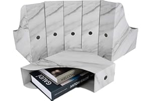 HUAPRINT Magazine Holder(6 Pack, Marbling Gray) Cardboard Magazine File Holder-Folder Holder,Magazine Organizer,Document Organizer,Magazine Storage Box,With Labels