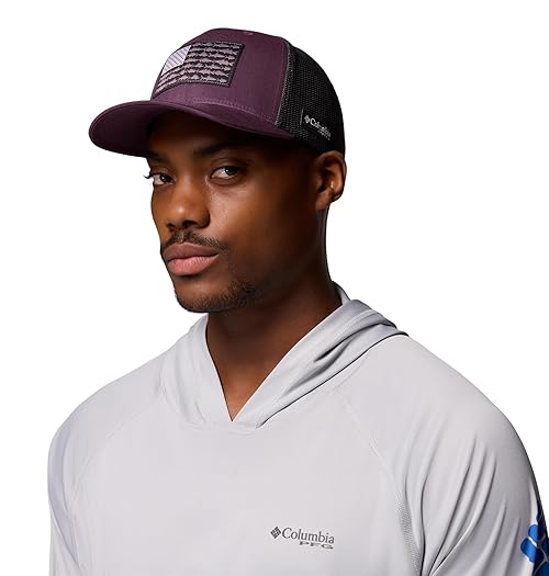 Columbia Unisex PFG Fish Flag Mesh Ball Cap, Dusty Purple, S/M
